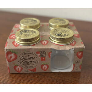 Bormioli Rocco Quattro Stagioni Set of 4 Glass Jars 5 oz Airtight Metal Cap New